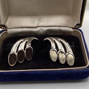 Vintage Bergere Stainless Steel clip on earrings
